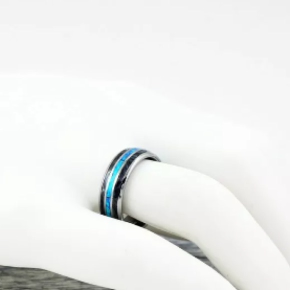 👑8MM wide tungsten abalone Hawaiian blue opal - Picture 5 of 5